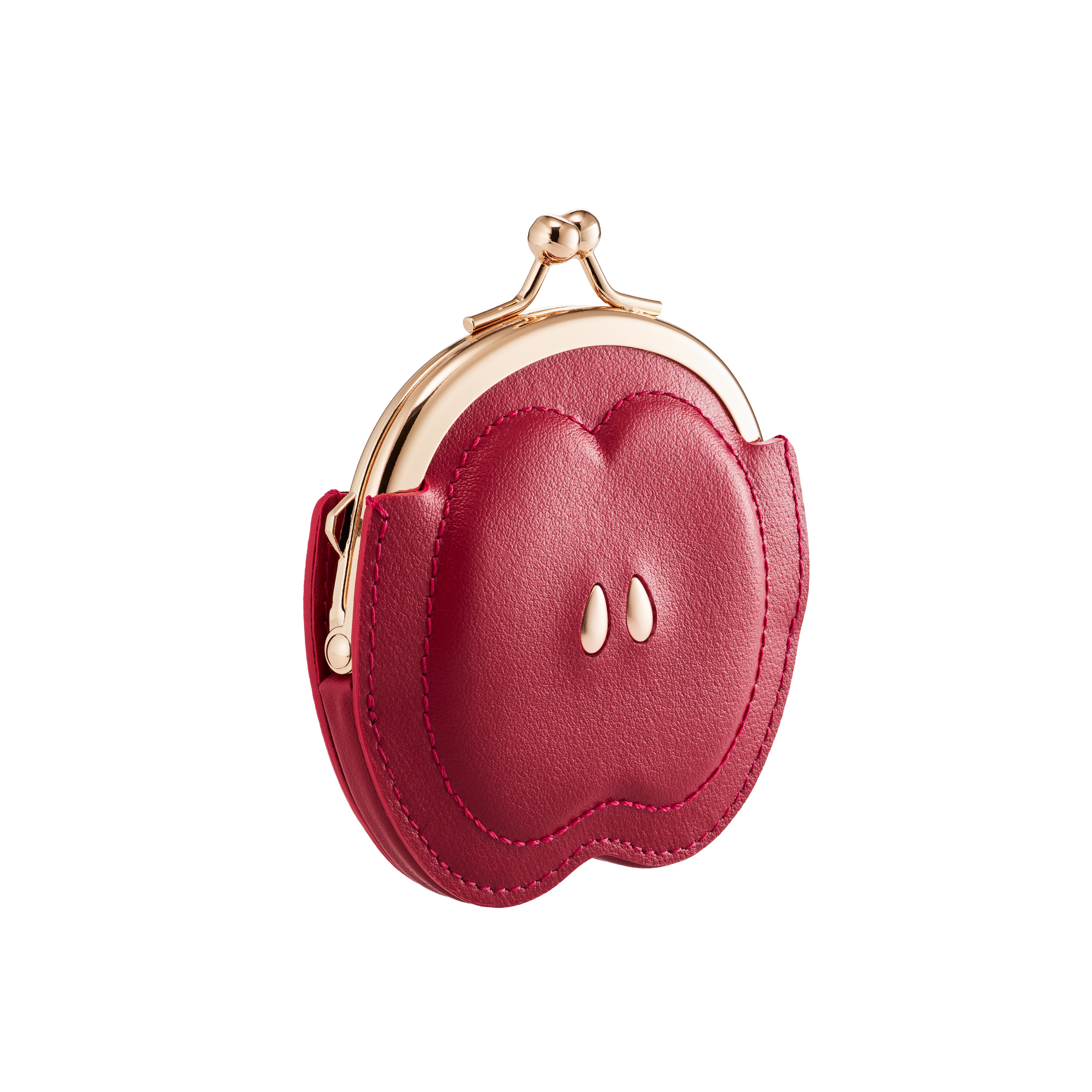 りんごがま口コインケース ワインレッド