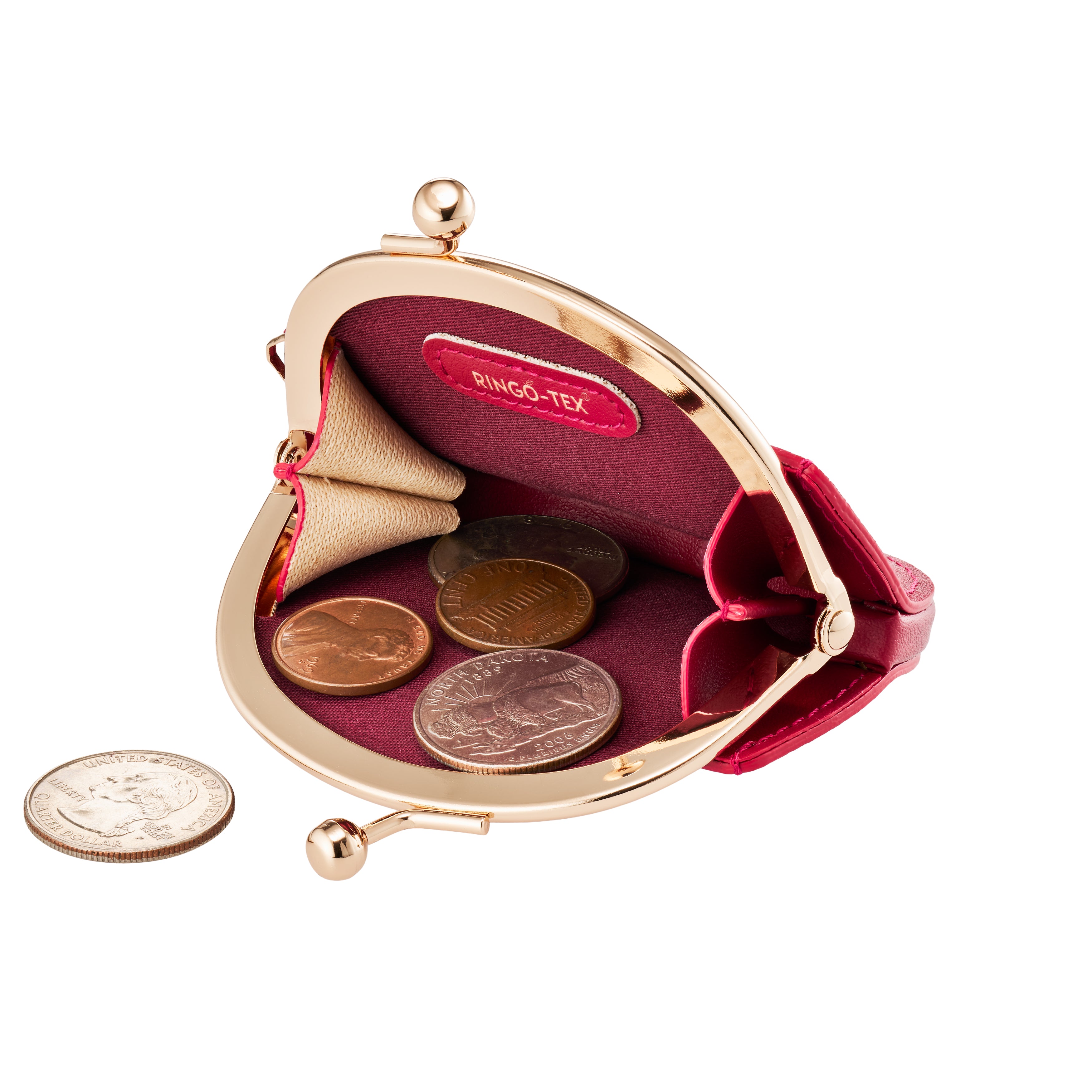 りんごがま口コインケース ワインレッド