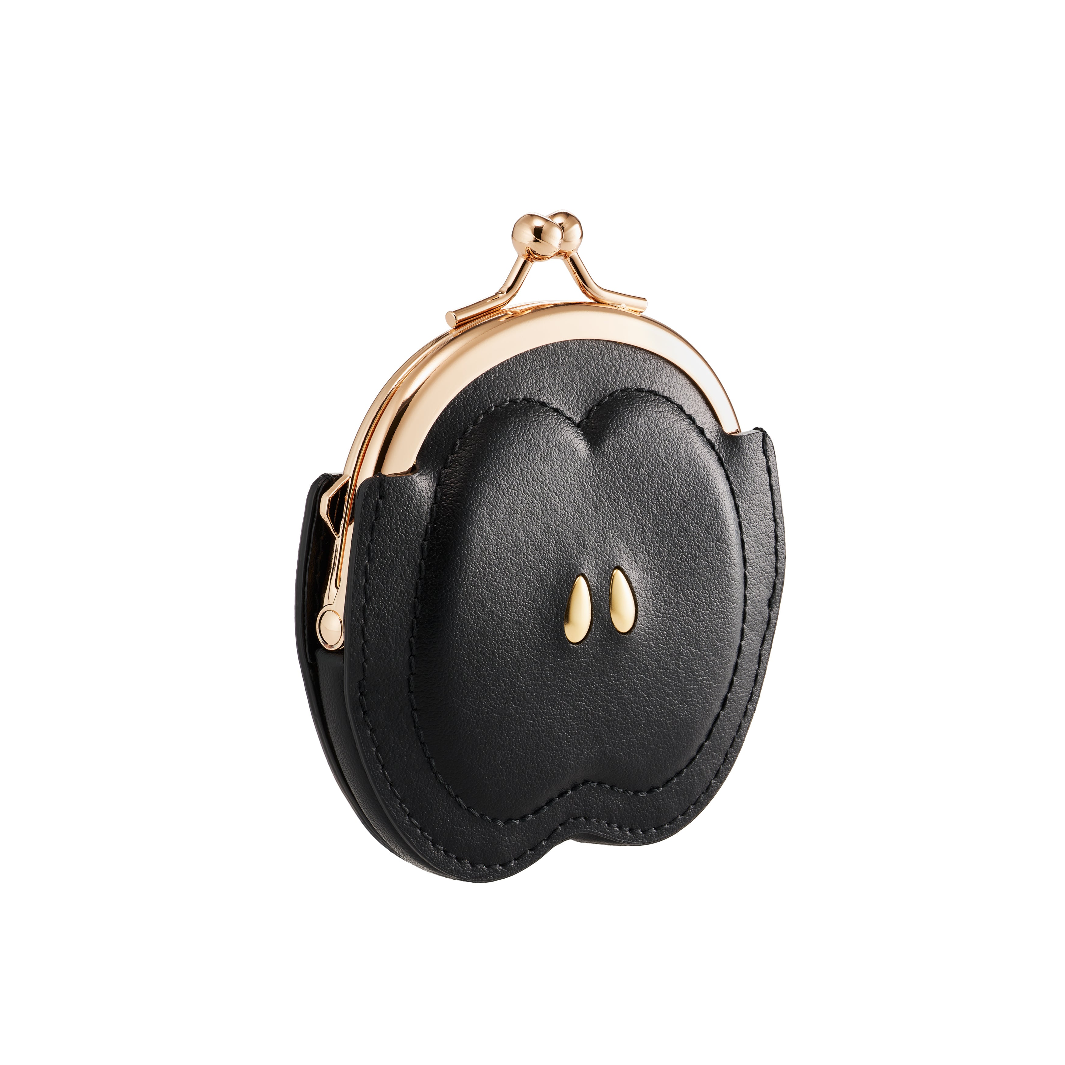 りんごがま口コインケース ブラック