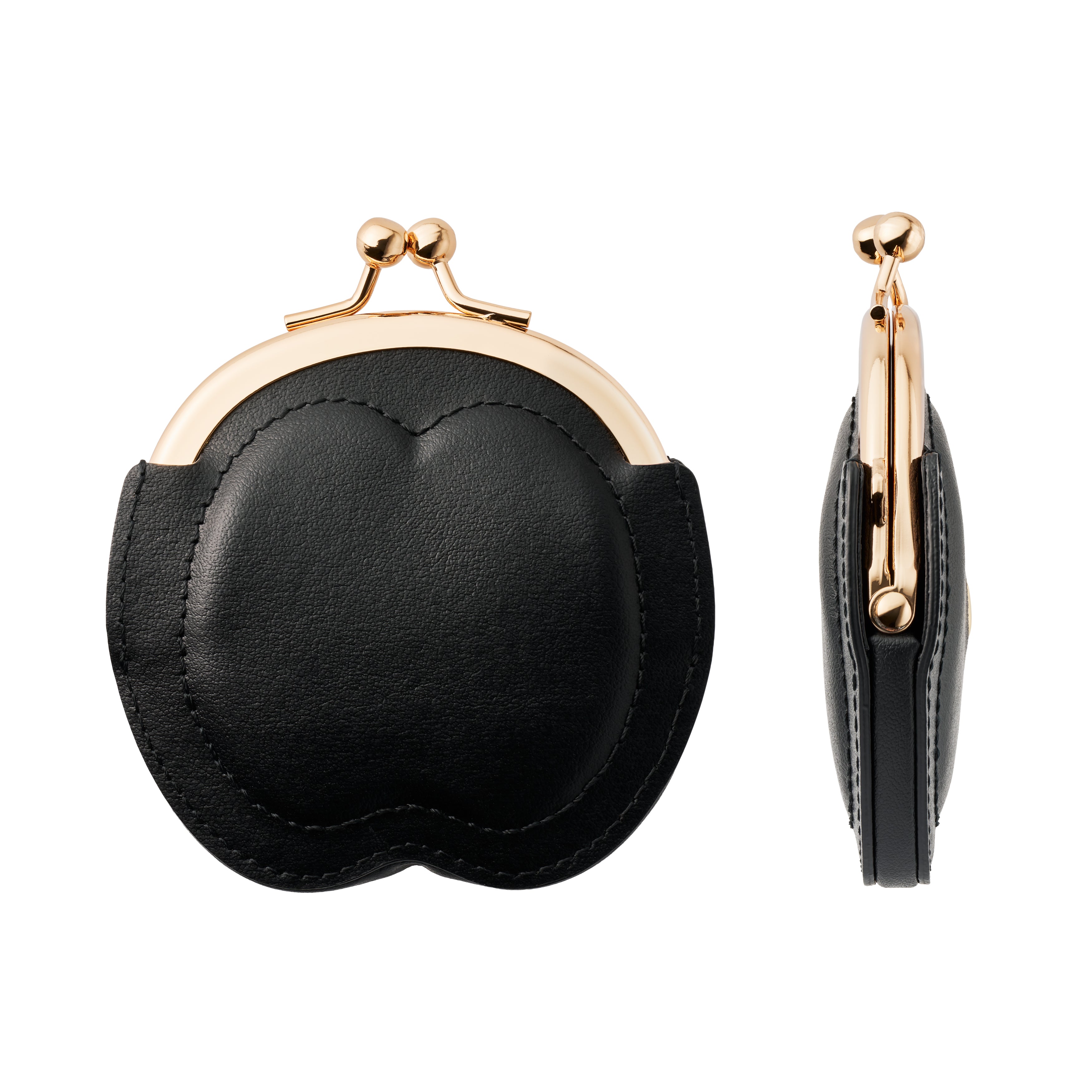 りんごがま口コインケース ブラック