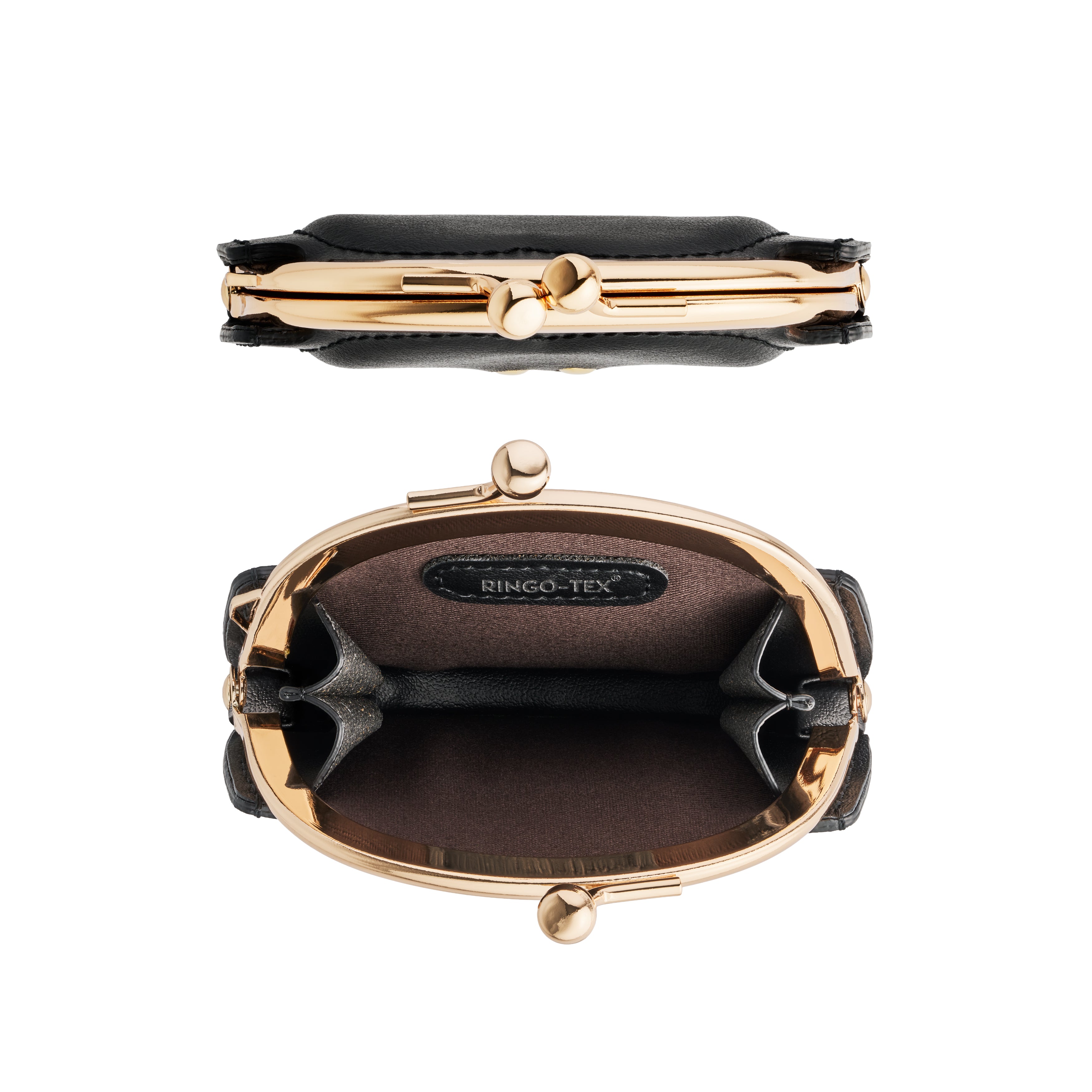 りんごがま口コインケース ブラック