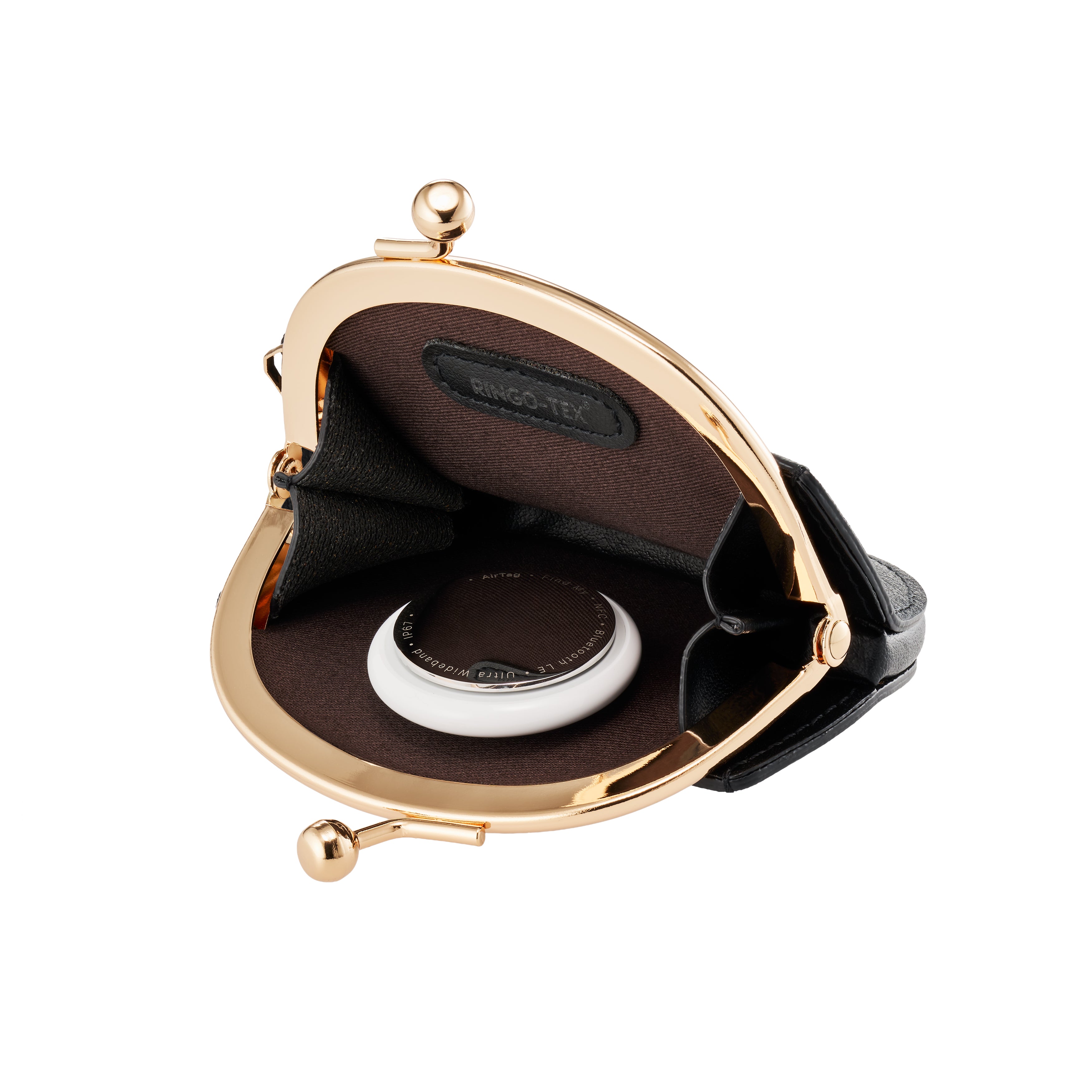 りんごがま口コインケース ブラック