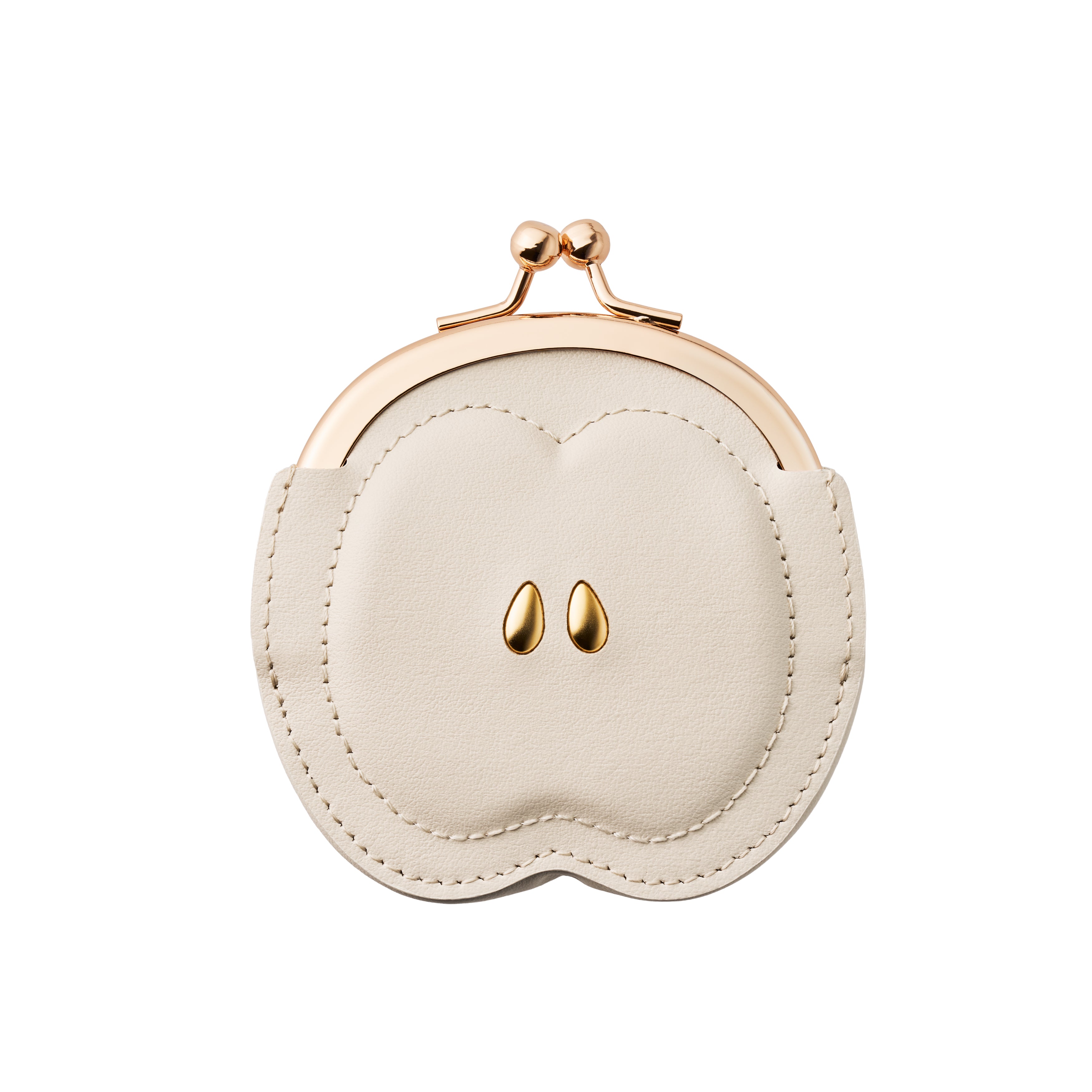 りんごがま口コインケース サンドベージュ