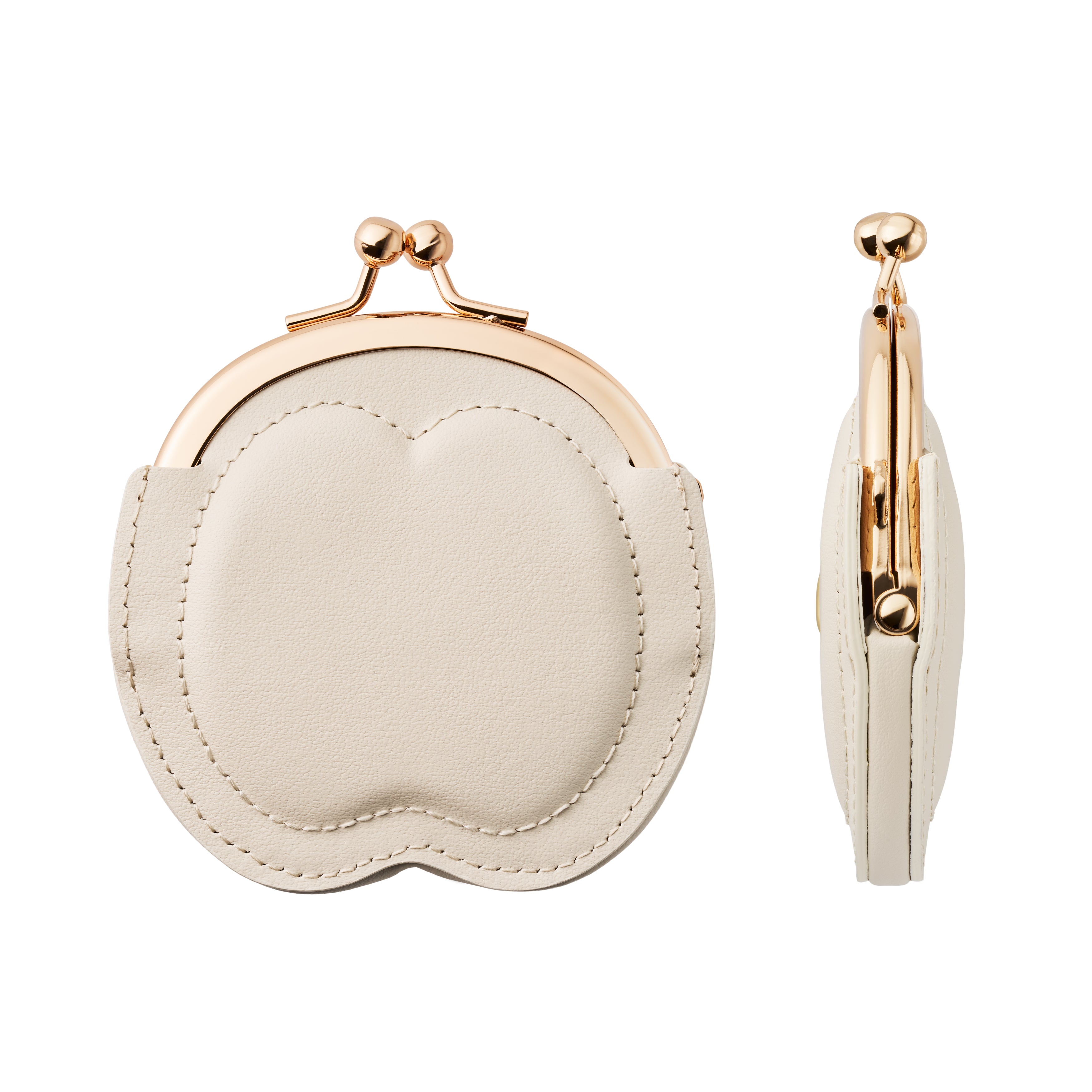 りんごがま口コインケース サンドベージュ