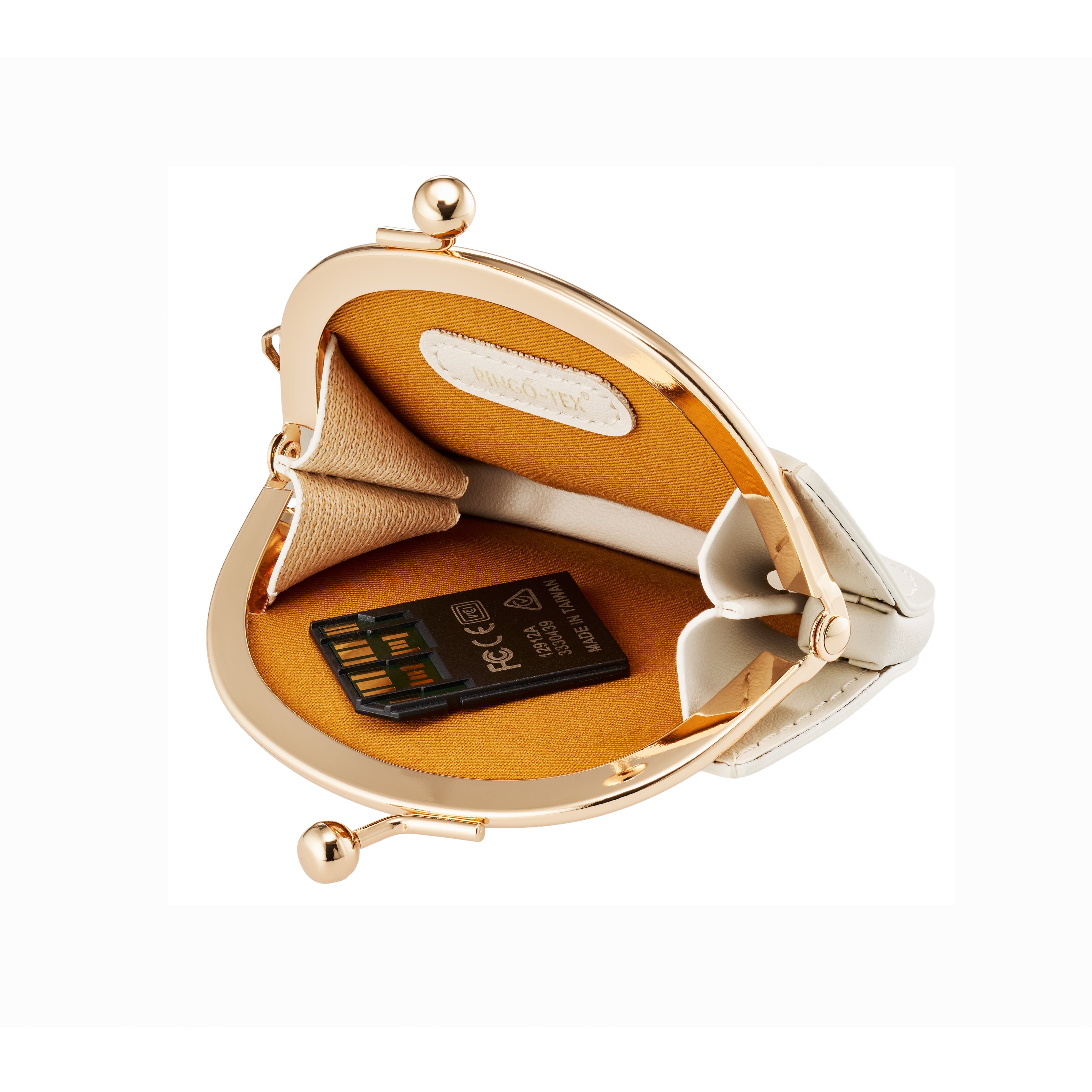 りんごがま口コインケース サンドベージュ